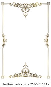 Vintage golden frame with decorative ornament