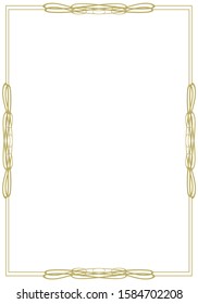 Vintage golden frame with elegant perimeter elements on a white background. Double framing. Vector illustration