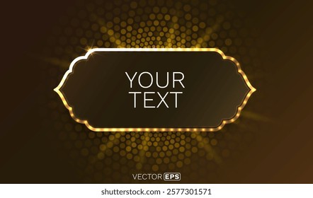Vintage golden frame, luxury banner gold, Lebel premium. Vector illustration