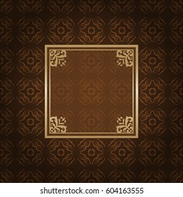 Vintage golden frame on colored ornamental luxury background