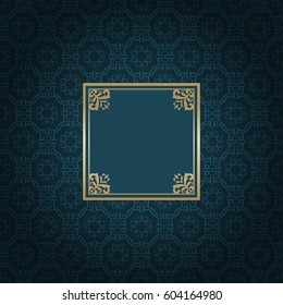 Vintage golden frame on colored ornamental luxury background