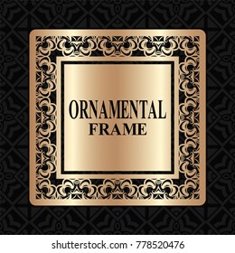 Vintage golden frame with retro ornamental pattern. Luxury background. Vector illustration