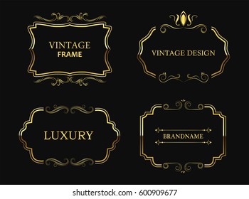 Vintage golden frames.Set of luxury labels.Vector design elements.