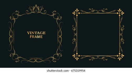 Vintage golden frames.Vector luxury labels.