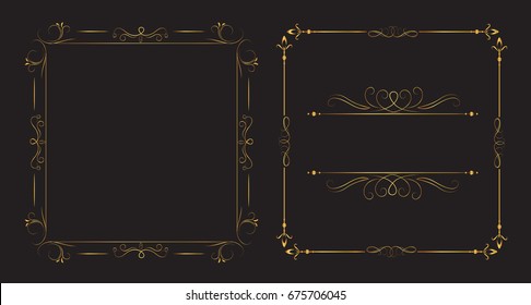 Vintage golden frames.Vector luxury labels.