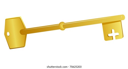 vintage golden key. vector
