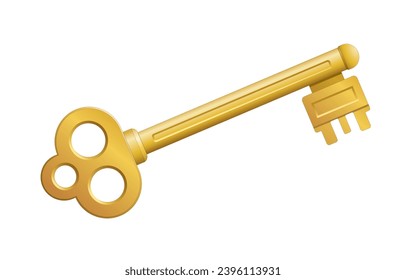 Vintage Golden Key, vector image isolated on white background, eps