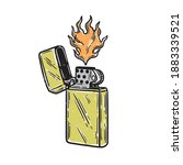 
Vintage Golden lighter illustration on a white background. retro lighter. white background