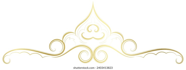 Vintage golden lines floral divider line border border.