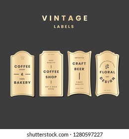 Vintage golden logo set on the black background