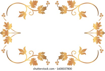 vintage golden ornament. white background.