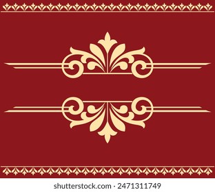 Vintage golden and red element. Graphic vector design. Damask graphic ornament