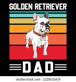 Vintage Golden Retriever Dad T-Shirt Design, puppy, puppies, Dogs, Dogs funny, cute dogs, Dog lovers
