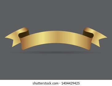 vintage golden ribbon with shadow on dark background