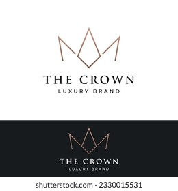 Vintage Golden Royal Crown logo design with elegant and luxury geometric with creative idea.Logo for business, beauty and salon.