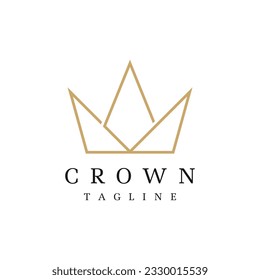 Vintage Golden Royal Crown logo design with elegant and luxury geometric with creative idea.Logo for business, beauty and salon.