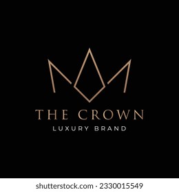 Vintage Golden Royal Crown logo design with elegant and luxury geometric with creative idea.Logo for business, beauty and salon.