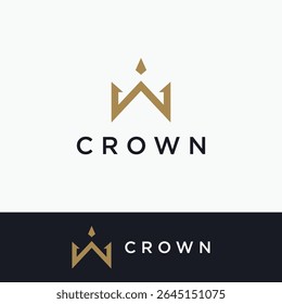 Vintage Golden Royal Crown logo design with elegant and luxury geometric with creative idea.Logo for business, beauty and salon.