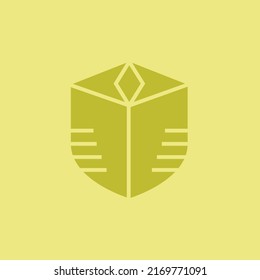 Logo vectorial vintage de escudo dorado. Adecuado para empresa, evento, negocio y organización.