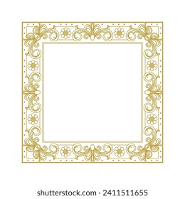 Vintage Golden Square Royal Border Frame with Art Deco Ornaments Template