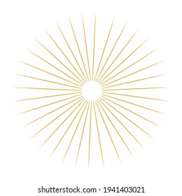 Vintage golden sunbeams icons, vector elements for design and printing, banners, postcards.