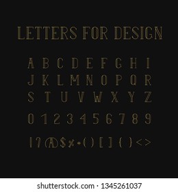 Vintage golden thin font for alcohol label. Typeface in retro style. Alcohol gold label design lettering. Vector hand written alphabet.