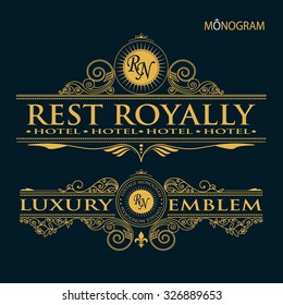 Vintage golden vector monogram. The past. Elegant emblem logo for restaurants, hotels, bars and boutiques. It can be used to design business cards, invitations, booklets and brochures
