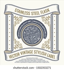 Vintage golden vector set retro card. Template greeting card border wedding invitation. Line calligraphic frames. Floral engraving design label advertising place for text. Flourish ornate background