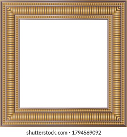 Vintage Golden Wood Picture Frame. EPS10 Illustration.