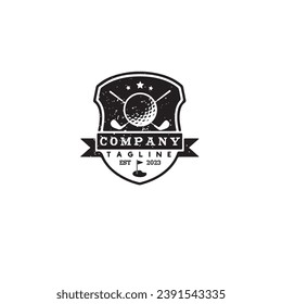 vintage golf badge logo design vector template illustration