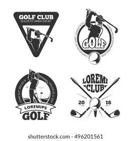 Vintage golf club vector labels, emblems, badges and logos. Sport tournament or competition illustration