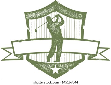 Vintage Golf Crest With Blank Banner