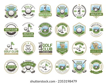 Vintage golf logo sign badge template bundle. Vintage golf logo with shield background vector design collection