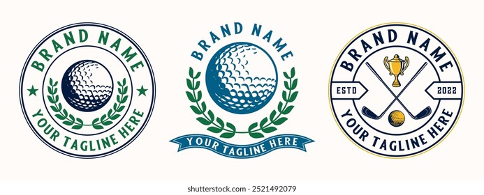 vintage golf logo. golf stick and golf ball ornament decoration vintage style for golf sport.