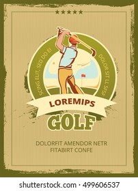 Vintage golf tournament vector poster. Banner for sport competition tournament illustration