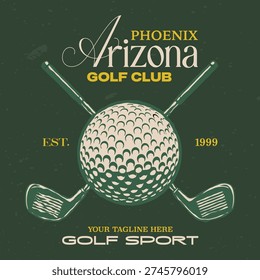 Vintage Golf T-Shirt Design Collection, Retro Country Club Badges, Sport Apparel Illustrations, Classic Golfer Mascot and Tournament Vector Graphics.