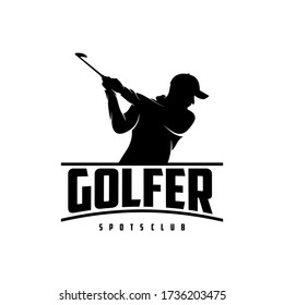 Vintage Golfer silhouette logo design 