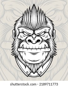 Vintage Gorilla Boss Illustration. Premium vector