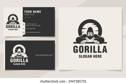 Vintage gorilla logo template monogram style