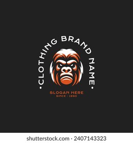 Vintage gorilla mascot vector logo design. Retro minimalist monkey head illustration as company brand identity. Vector illustration.