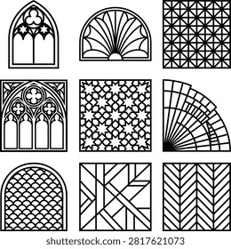 Vintage Gothic architectural window and pattern designs