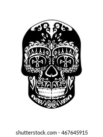 Vintage gothic black and white scull