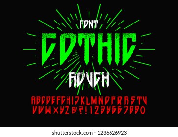 Vintage gothic font design, handwritten alphabet. Vector illustration.