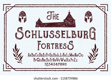 Vintage Gothic font. Hand Made Typeface. Custom handwritten alphabet. Original Letters and Numbers. Vector