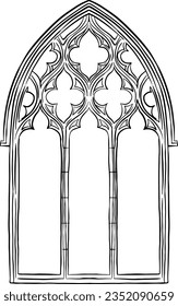 Vintage Gothic Line Art Window.