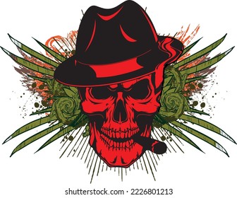 vintage Gothic skull graphics vector t-shirt design