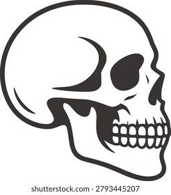 Vintage Gothic Skull Vector Design With Bold Blackwork And Dark Aesthetic Style