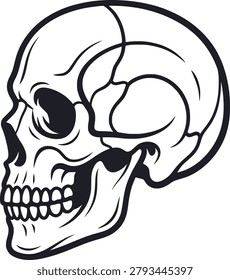 Vintage Gothic Skull Vector Design With Bold Blackwork And Dark Aesthetic Style