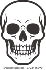 Vintage Gothic Skull Vector Design With Bold Blackwork And Dark Aesthetic Style