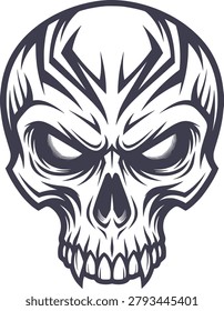 Vintage Gothic Skull Vector Design With Bold Blackwork And Dark Aesthetic Style